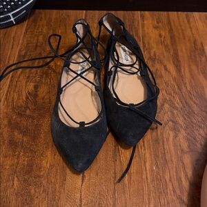 Black Lace-Up Flats Steve Madden